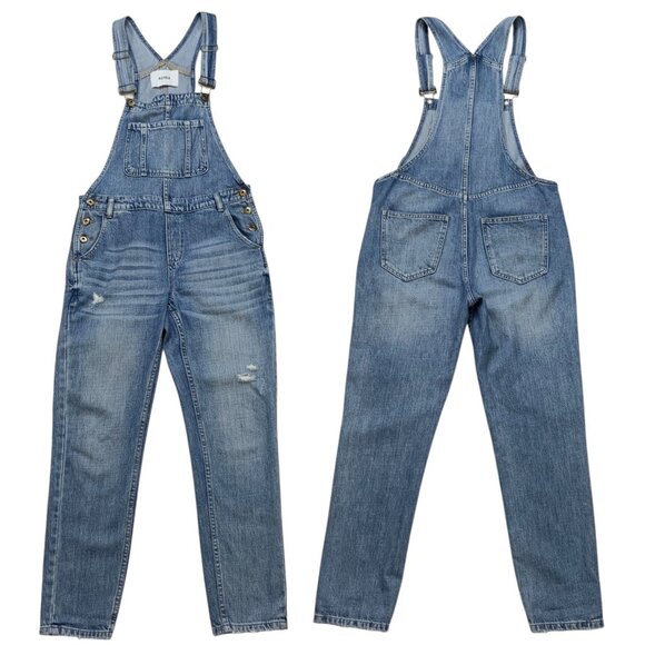 Pistola Denim Bailey Overall XS Old School Blue Distressed Straight Leg Fall - Picture 13 of 13